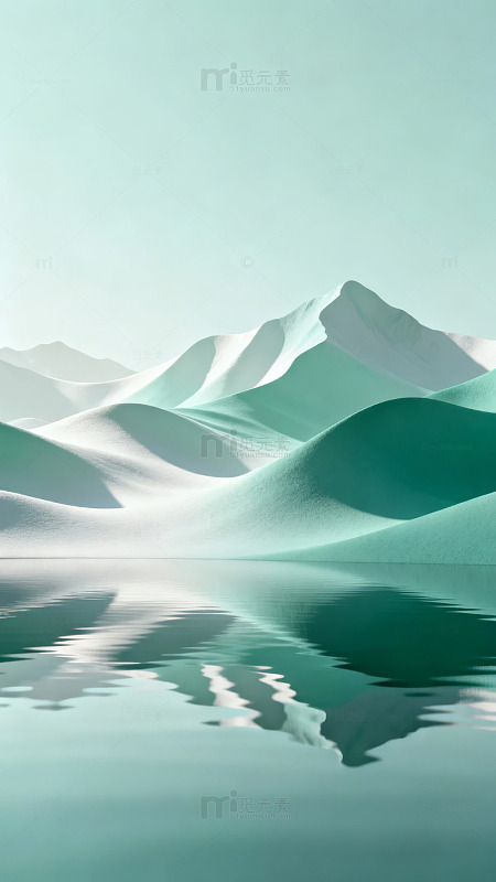 雪山倒影静谧湖面图片