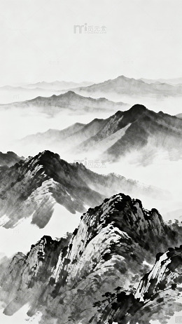 水墨山水云雾缭绕图片-8383