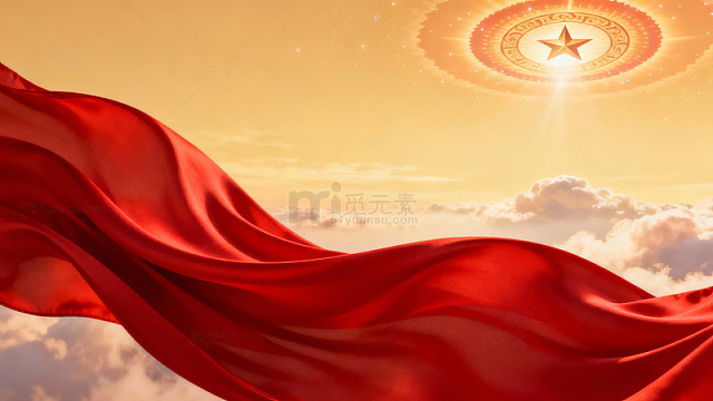 红旗飘扬于云天之上图片