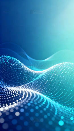 蓝色波点流动抽象背景-6778