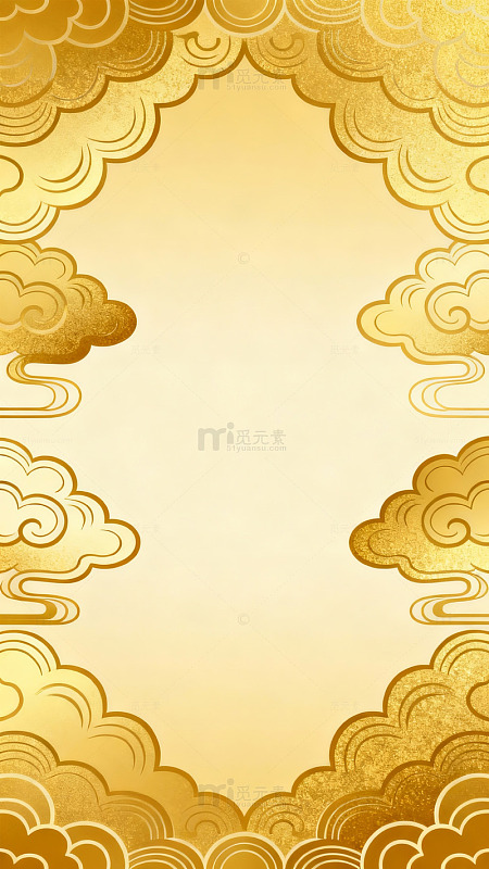 金色祥云边框装饰图案01