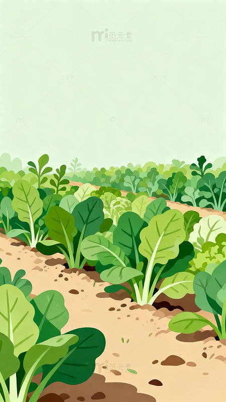 田园风光蔬菜种植插画