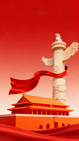 华表天安门红色背景图
