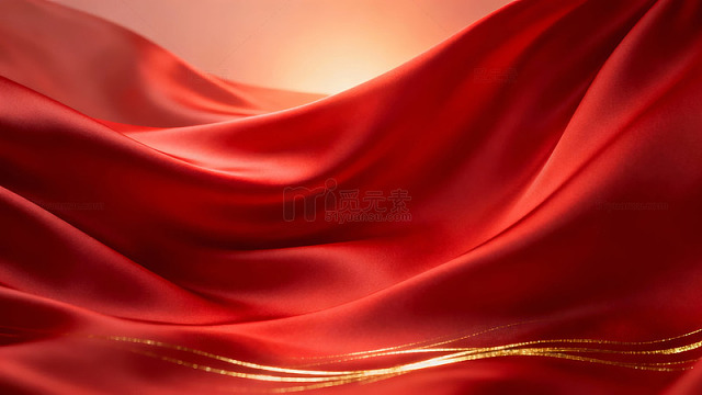 红色丝绸波浪纹理背景-2979