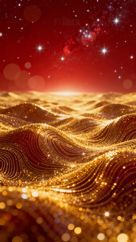 金色波浪星空梦幻背景