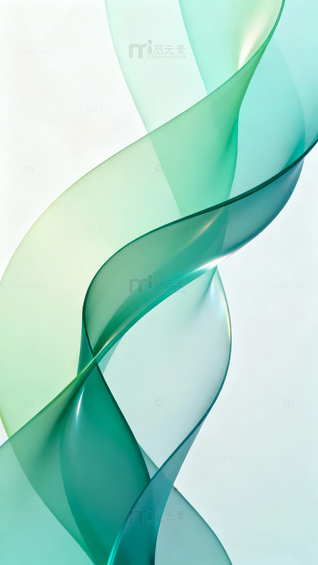 流动的蓝绿色抽象丝带图案