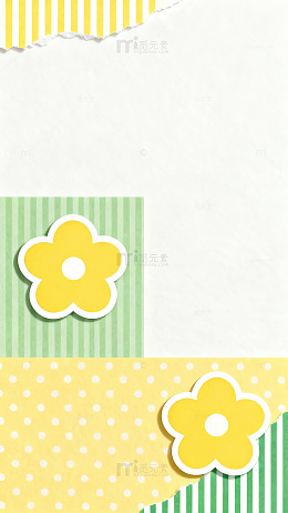 黄色花朵装饰的撕纸风格背景