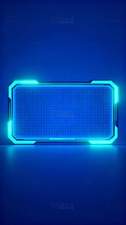 蓝色科技感发光边框设计