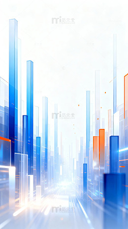 蓝色高楼林立的未来都市景象