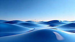 蓝色波浪水面与晴空图片