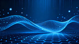 蓝色波浪数据流背景图片