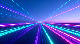 霓虹光束穿越未来道路