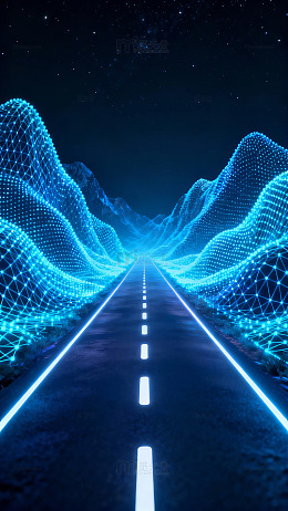 科技感蓝色道路与星空