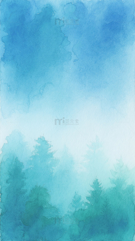 水彩森林风景画背景