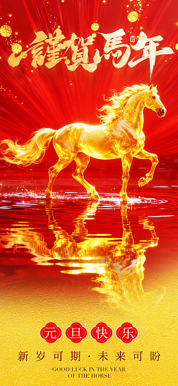 金马迎春祝福海报