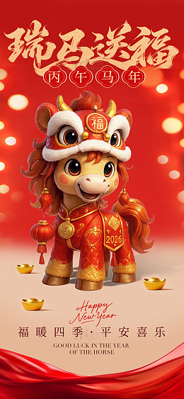 瑞马送福喜庆海报设计素材