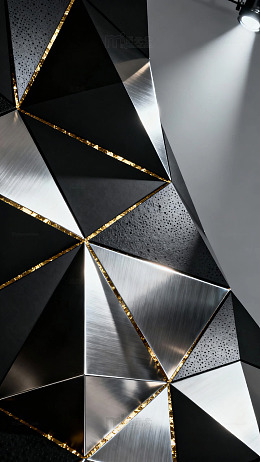 现代几何墙面设计光影交错金属质感
