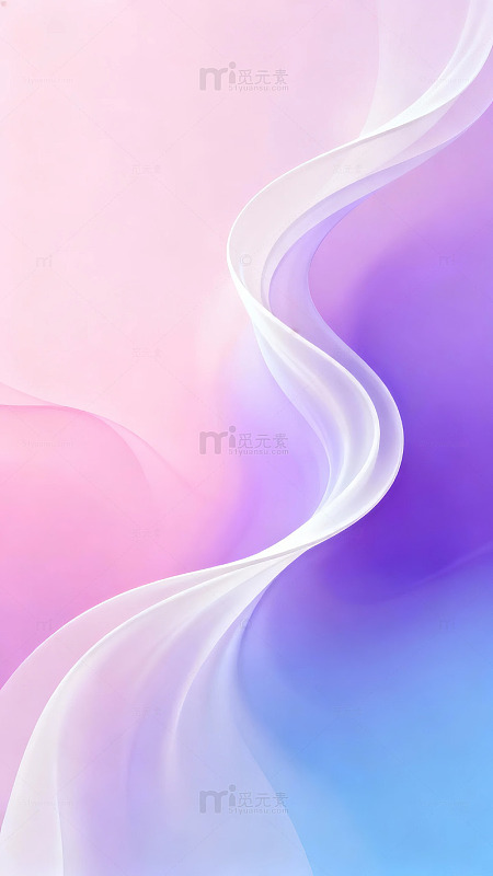 粉色与紫色渐变背景中的白色波浪形抽象图案