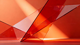抽象几何红色玻璃棱镜光影交错艺术背景