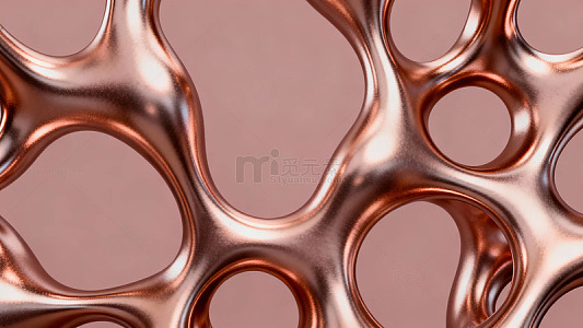 铜色金属质感抽象蜂窝状结构背景