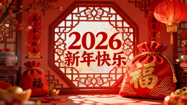 2026新年快乐喜庆装饰背景素材