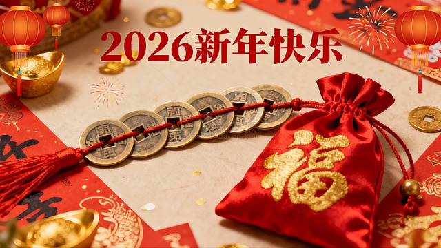 新年快乐金币福袋喜庆装饰