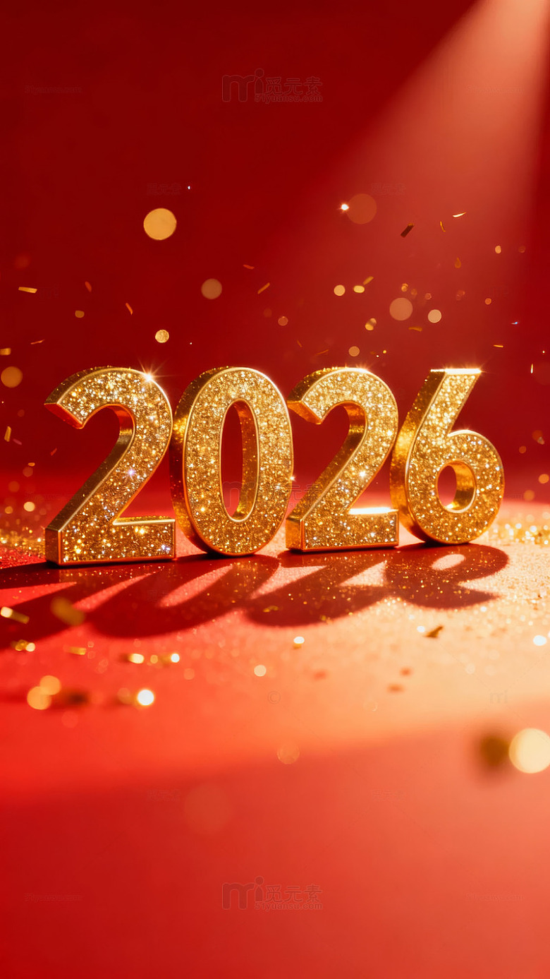 金色2026数字闪耀新年背景-1130