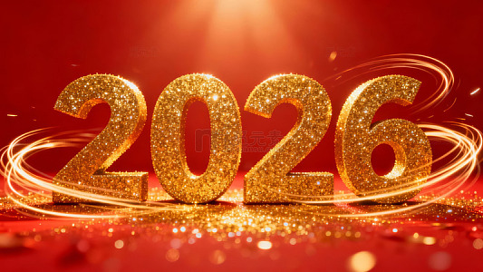 金色2026数字闪耀新年背景-8415