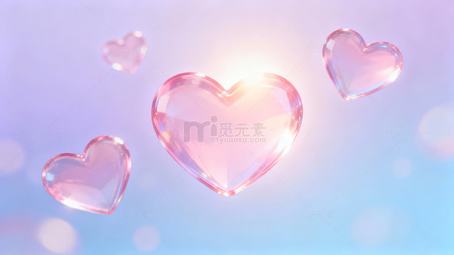 梦幻粉色心形宝石光效