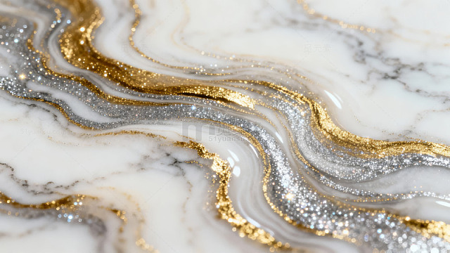 大理石纹理与金色银色波浪