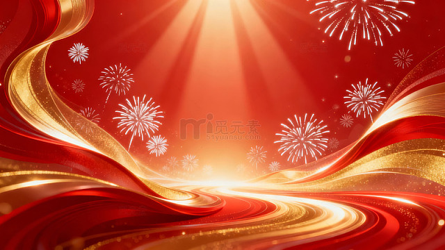 红金交织烟花绽放背景