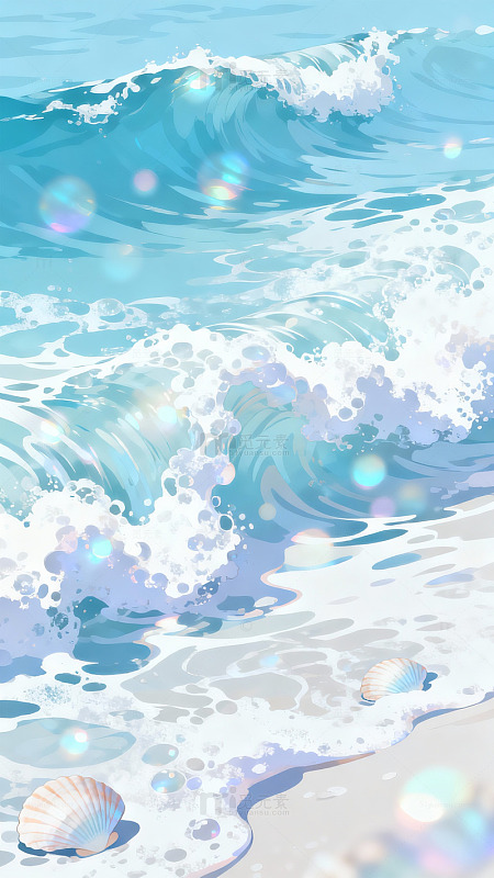 海浪贝壳插画