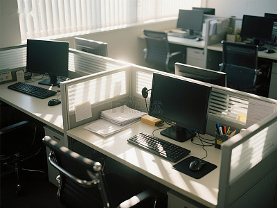 办公环境电脑桌面摄影图