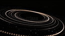 黑色背景上的金色螺旋光点图案