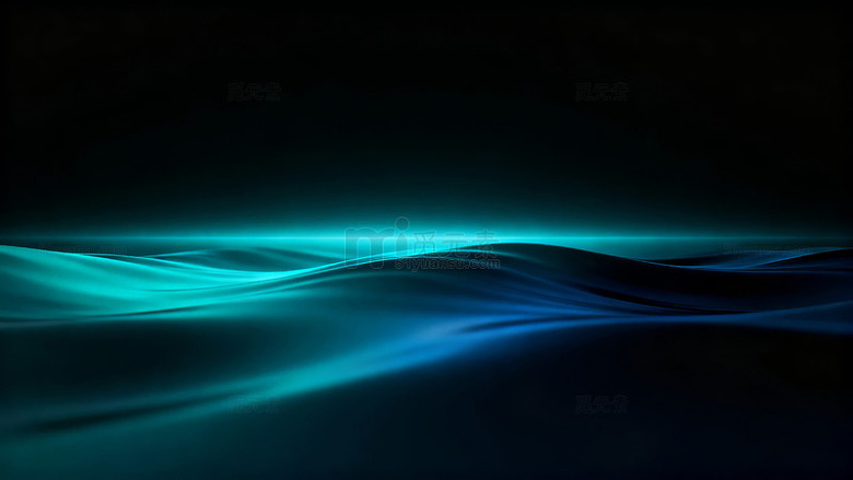 蓝绿色波浪光影抽象背景