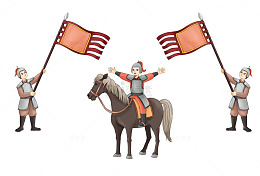 中世纪骑士骑马插画