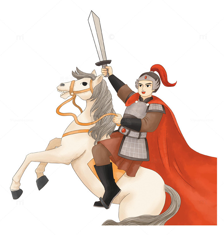 英勇骑士白马插画