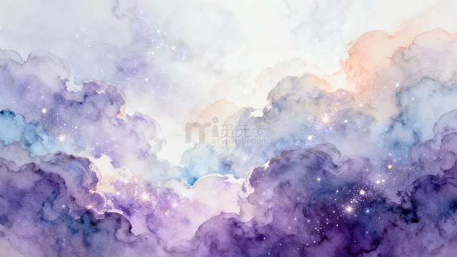 梦幻星云水彩画图片