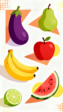 色彩鲜艳的水果插画图片