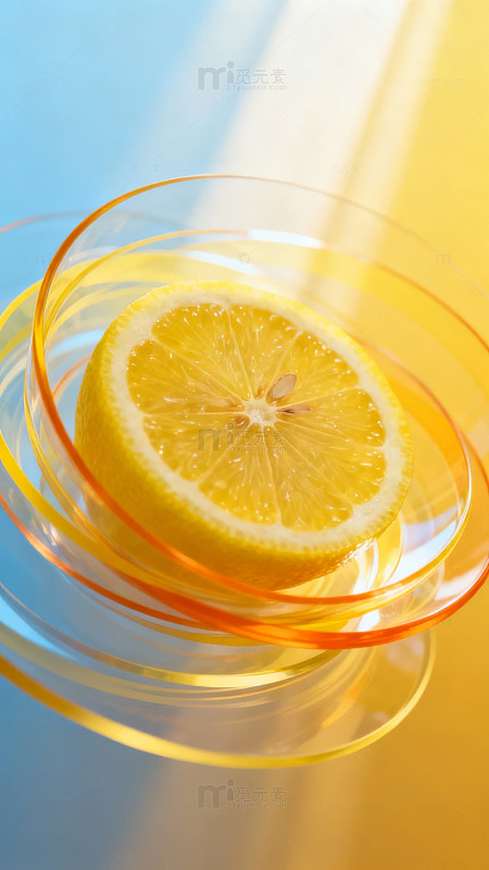 柠檬切片置于透明碗中