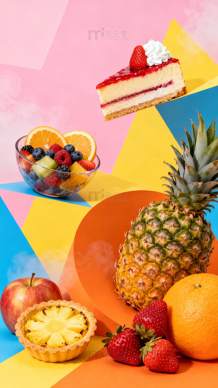 西瓜切片排列的清新图案-5782