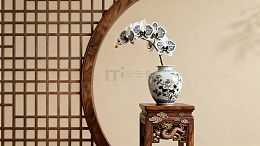 中式花瓶插花静物图片