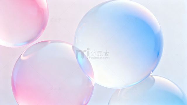 彩色透明泡泡轻盈漂浮