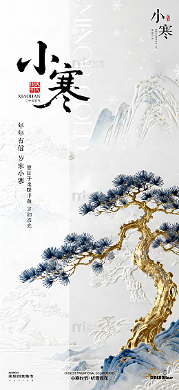 雪松小寒节气海报设计