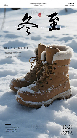 冬至保暖靴雪景宣传