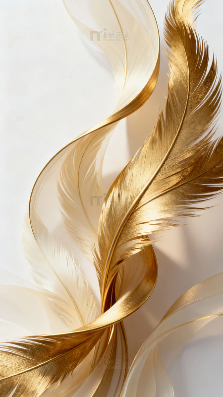 金色羽毛优雅交织图片