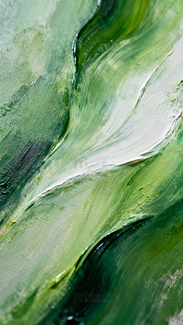 绿色抽象画的细腻笔触