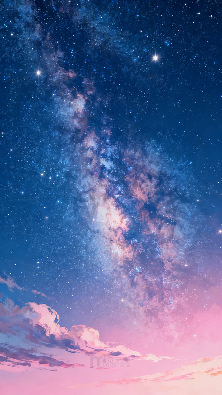银河星空与云彩交织的夜景