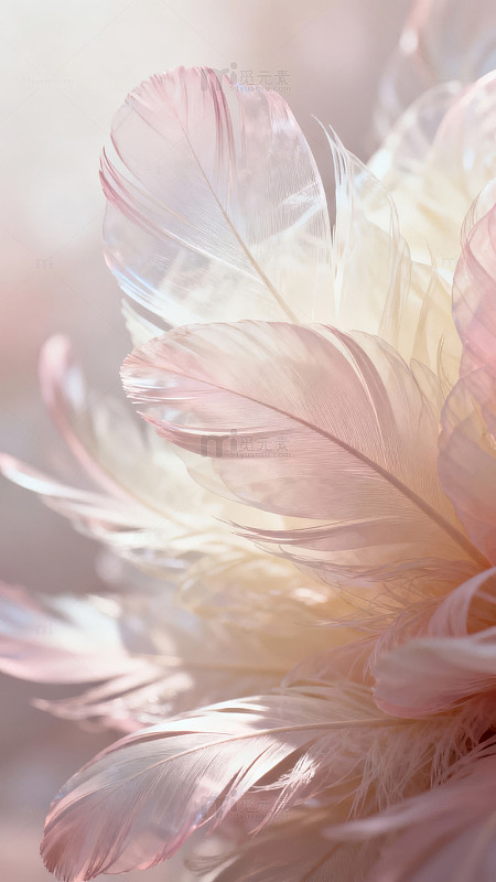 粉色羽毛轻柔细腻特写