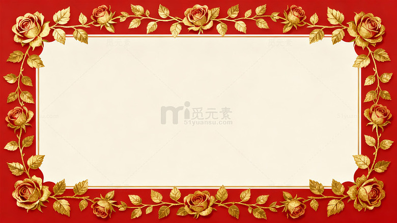 金色玫瑰装饰边框设计